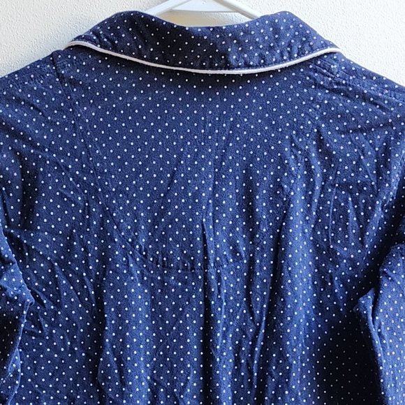 Lauren Ralph Lauren Navy/White Polka Dot Pajama Button Down Shirt Size XS - Picture 14 of 16